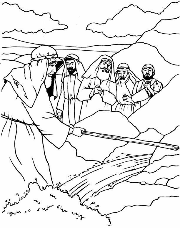 free childrens coloring and activity pages of moses and the water at mareh