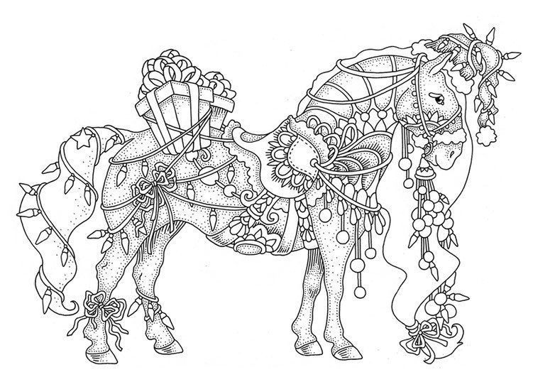 free christmas horse coloring pages