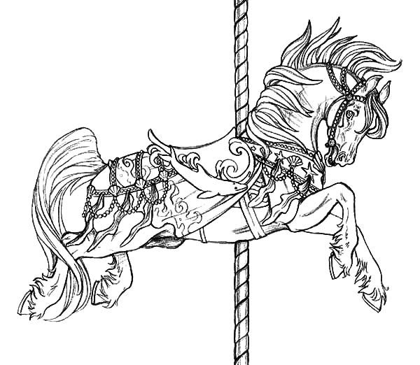 Free Coloring Pages Carosel orse