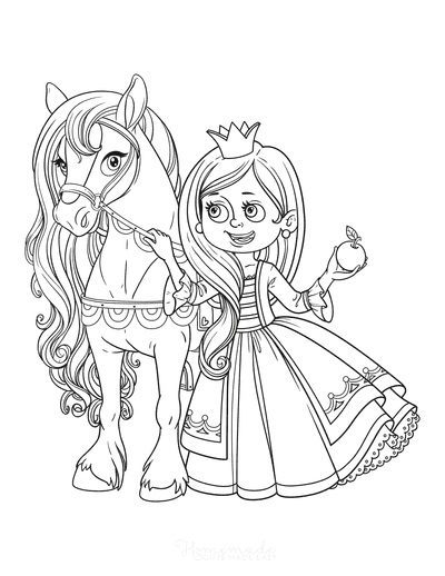 free coloring pages fancy horse and princess