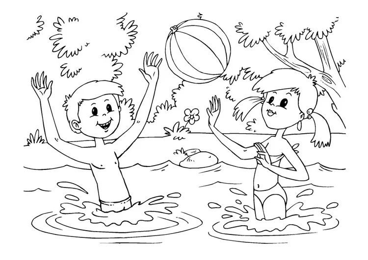 free coloring pages of water play day