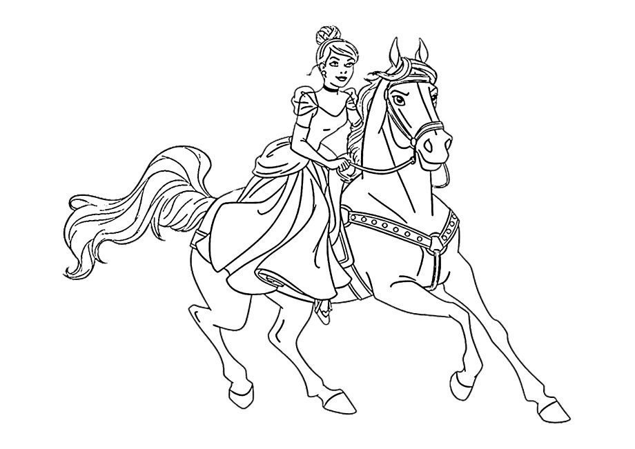 free coloring pages princess riding horse