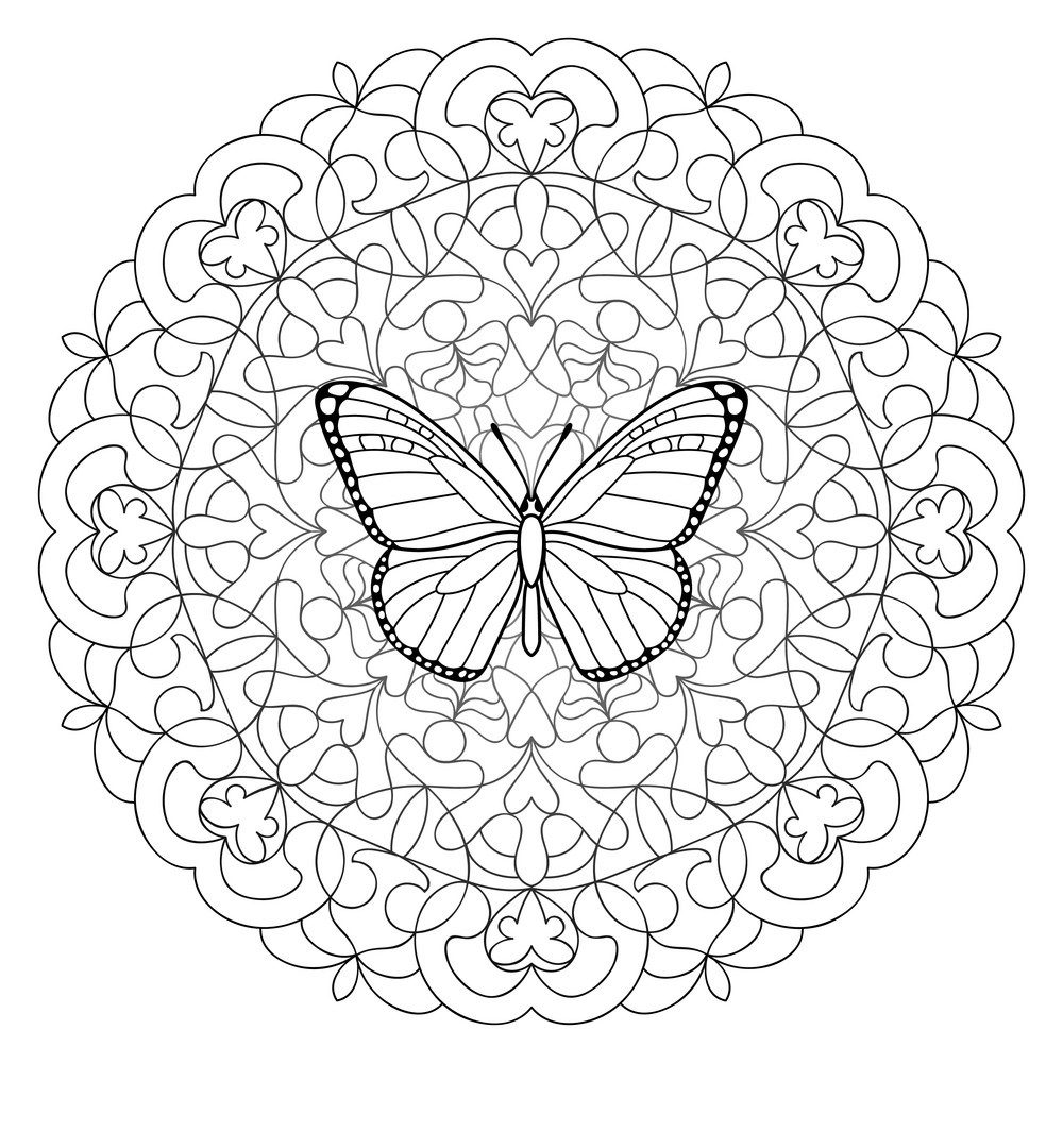 free printable butterfly mandala coloring pages