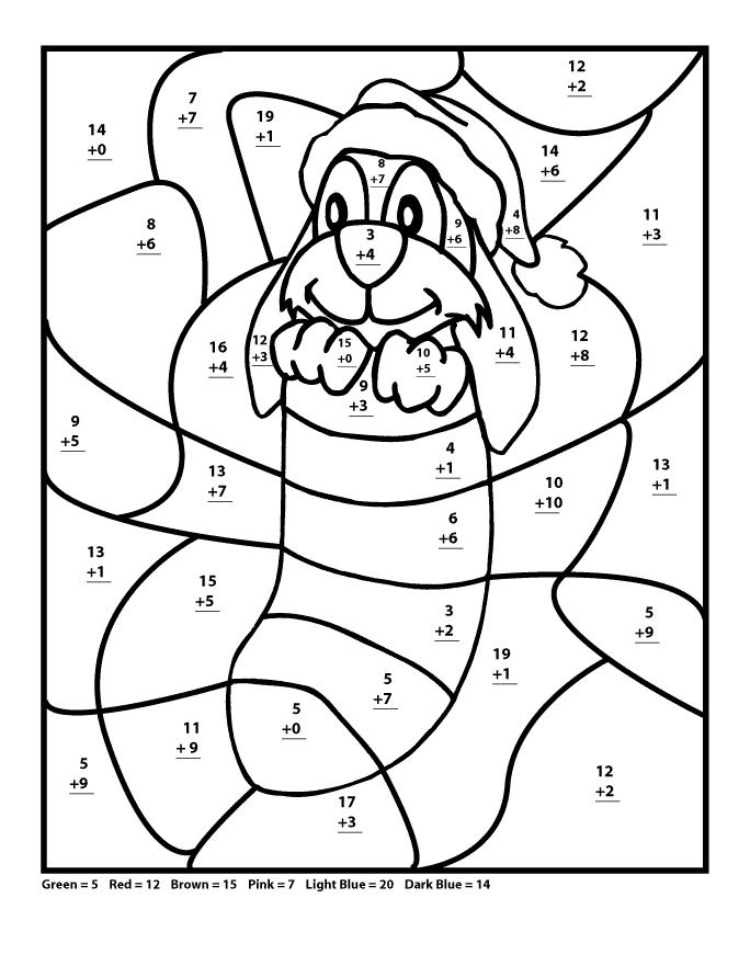 Free Printable Christmas Math Coloring Pages