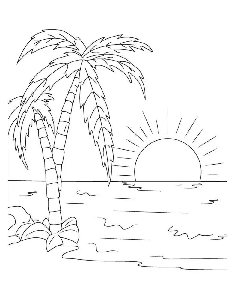 free printable coloring pages of sun beams through water