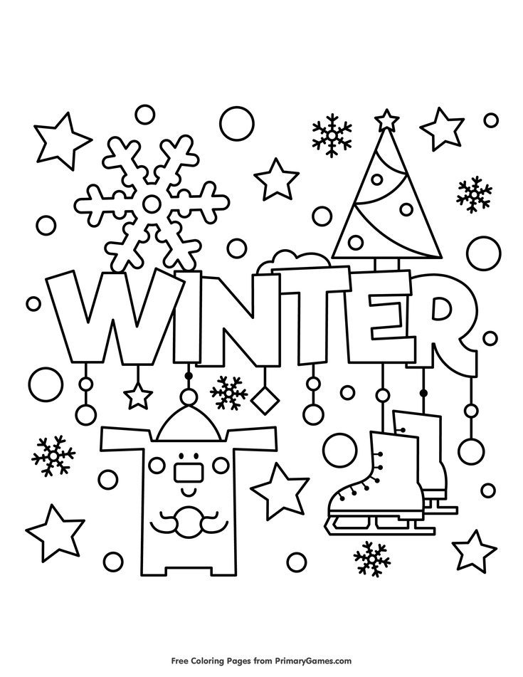 free printable coloring pages with the word winter