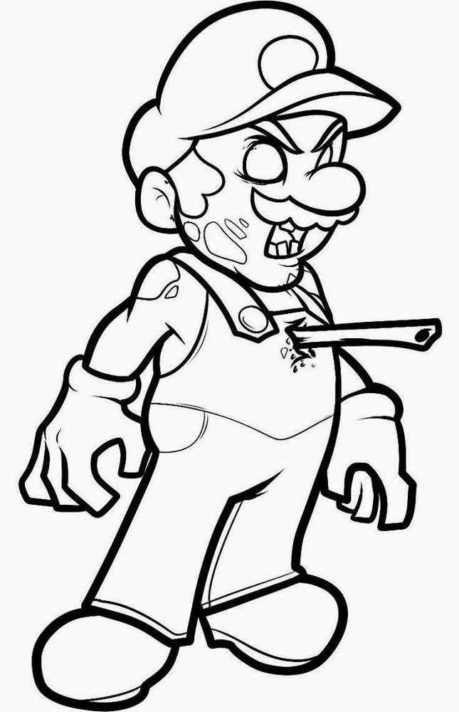 free printable mario zombie halloween coloring pages