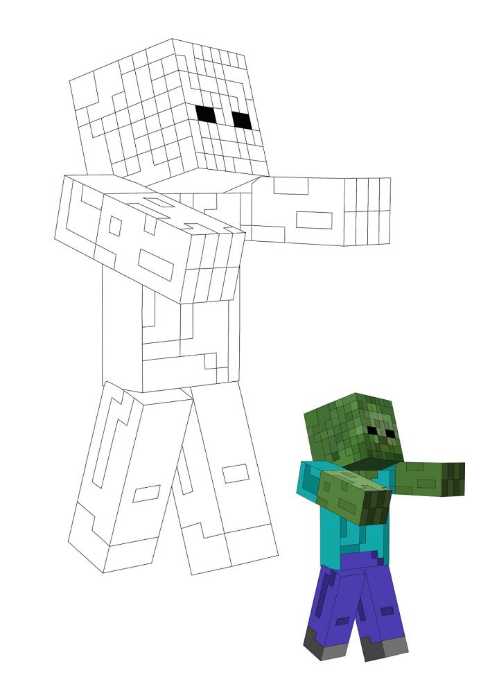 free printable minecraft zombie coloring pages
