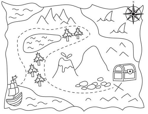 Free Printable Treasure Map Coloring Page