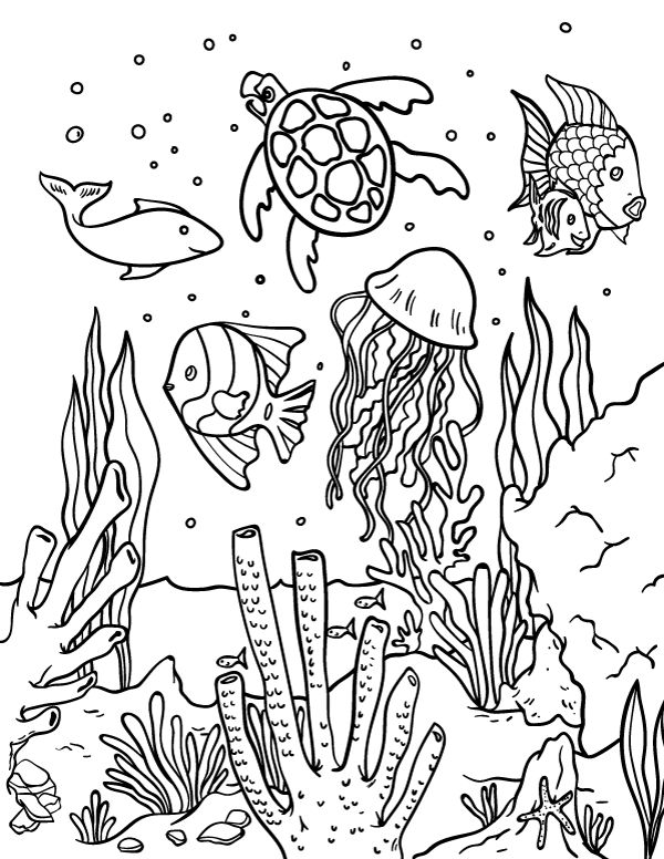 free printable under water coloring pages