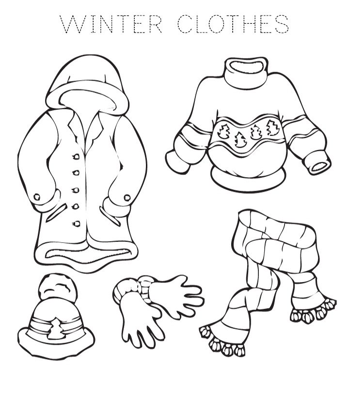 Free Printable Winter Clothes Coloring Pages & book for kids.
