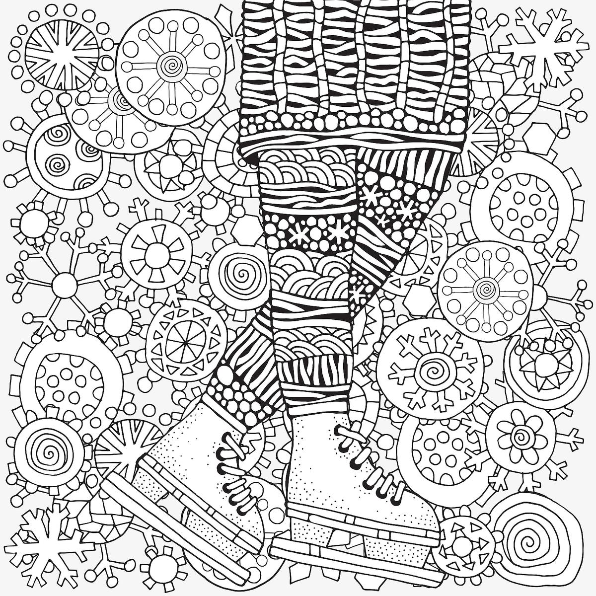 free printable winter scene coloring pages for adults