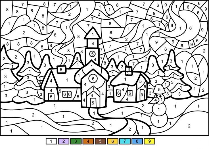 free printable winter wonderland coloring pages by numbers