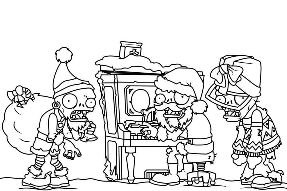 free printable zombie christmas coloring pages