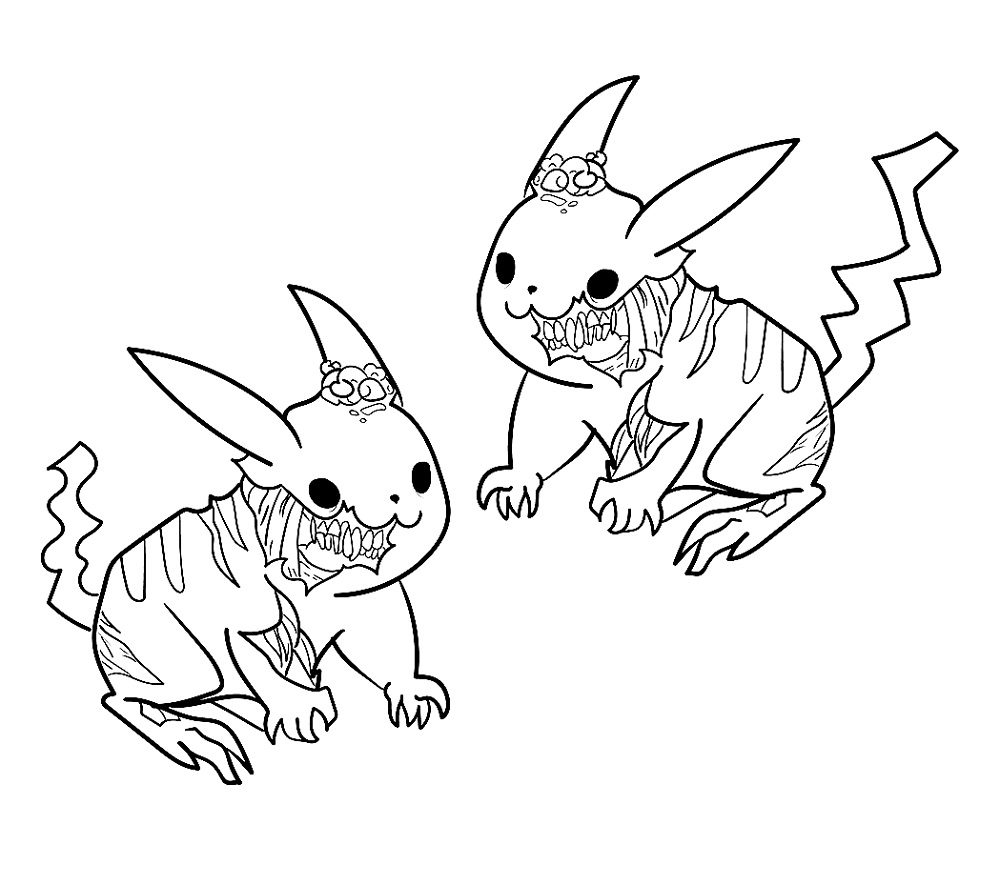 free printable zombie pikachu coloring pages