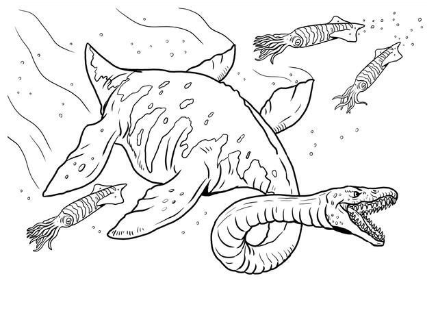 free water dinosaur coloring pages