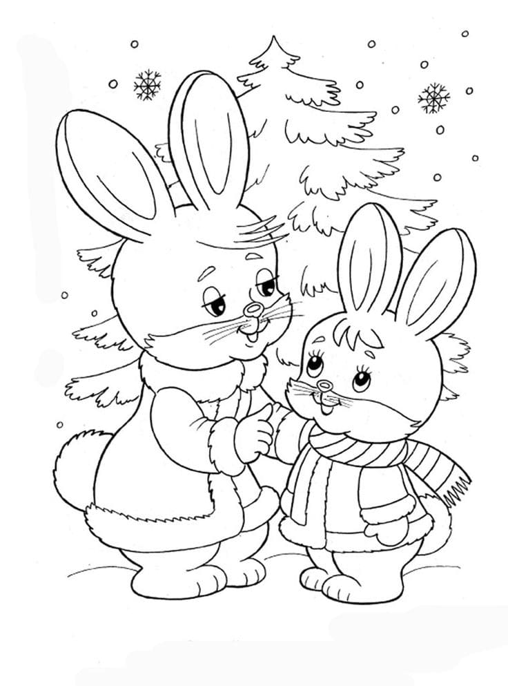 free winter bunny coloring pages