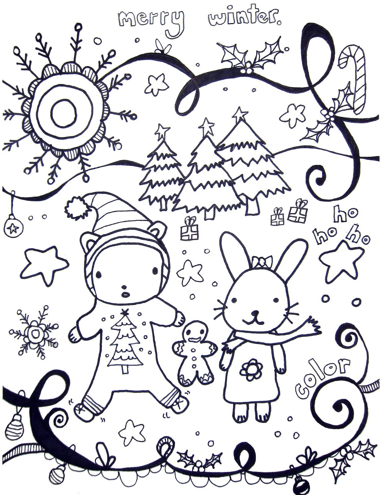 free winter coloring pages for kids printable