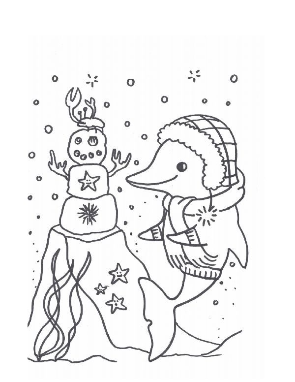 free winter dolphin coloring pages