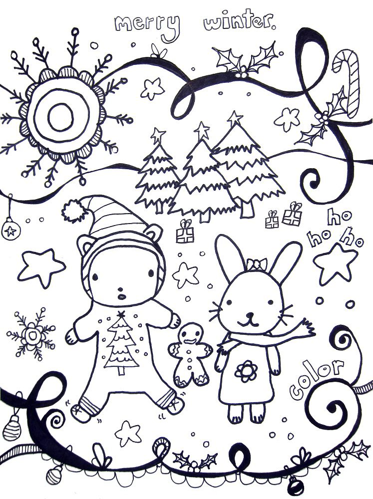 free winter holiday coloring pages
