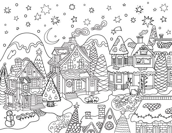 free winter scene coloring pages for adults