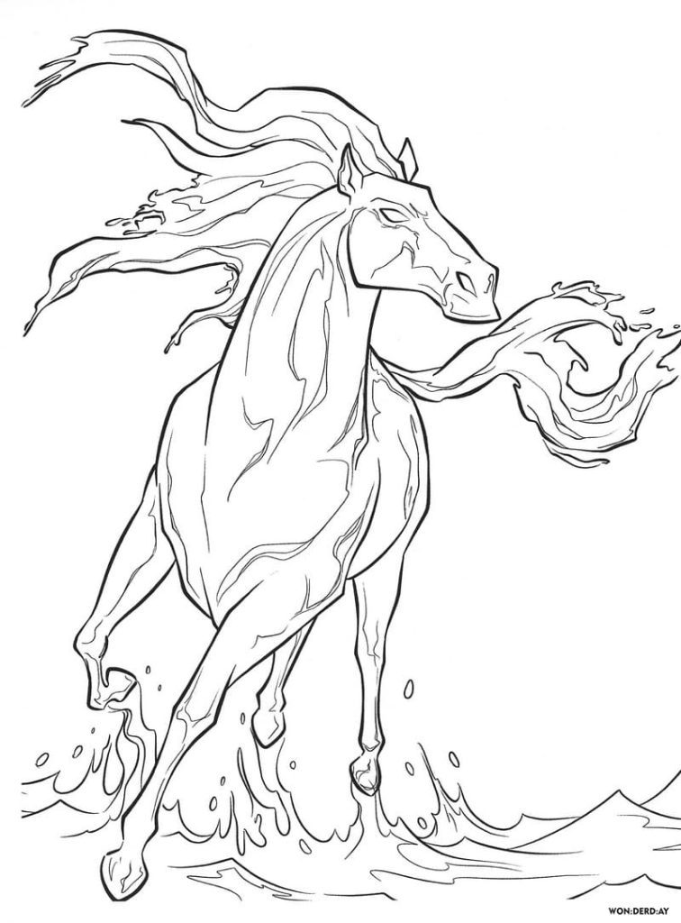 Frozen Water Horse Coloring Page Free