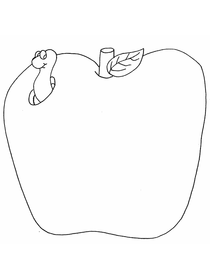 Apple with worm coloring page