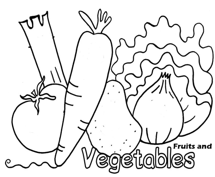 Fruit and Vegetable Coloring Page