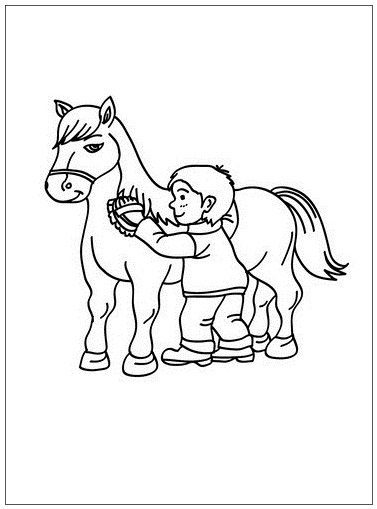 full page horse and boy coloring pages