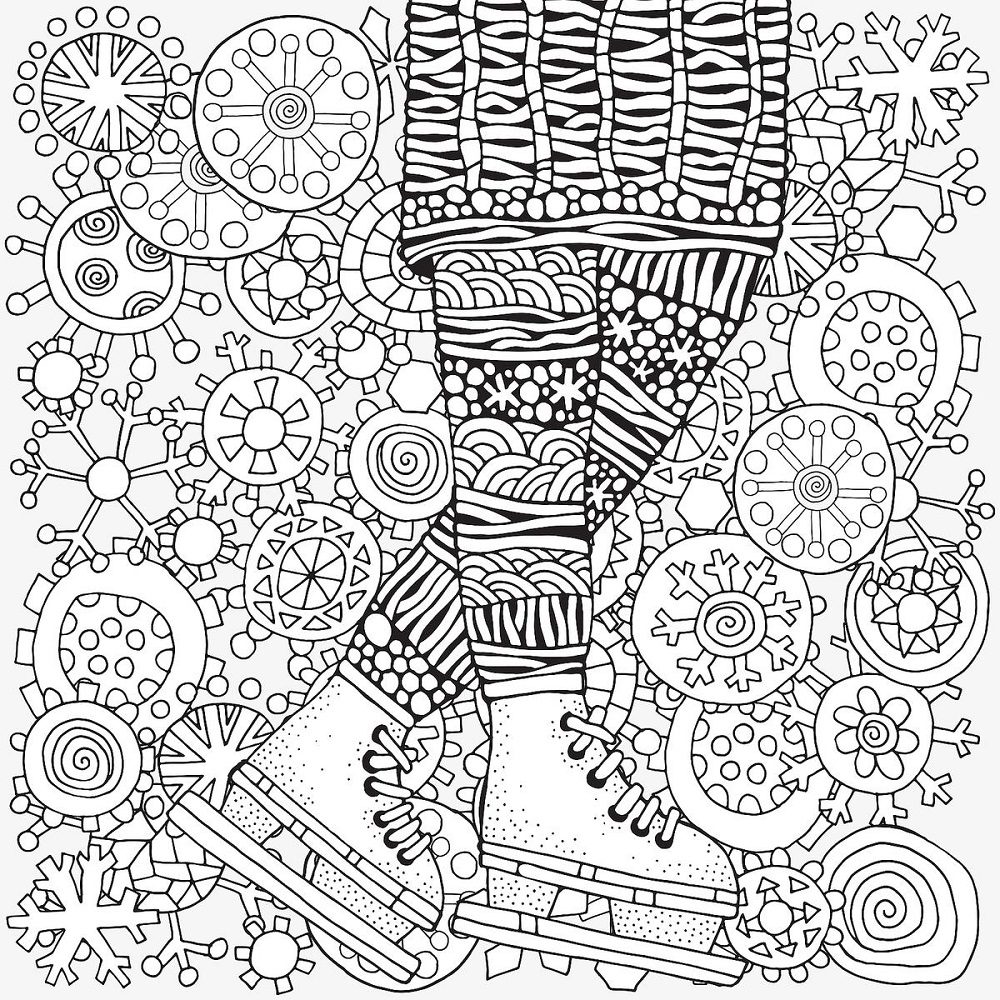 full page winter coloring pages for adults