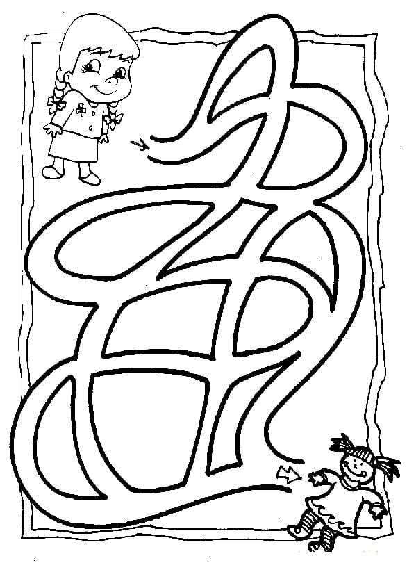 Fun Girl Maze Coloring Page