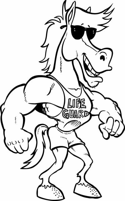 funny horse coloring pages