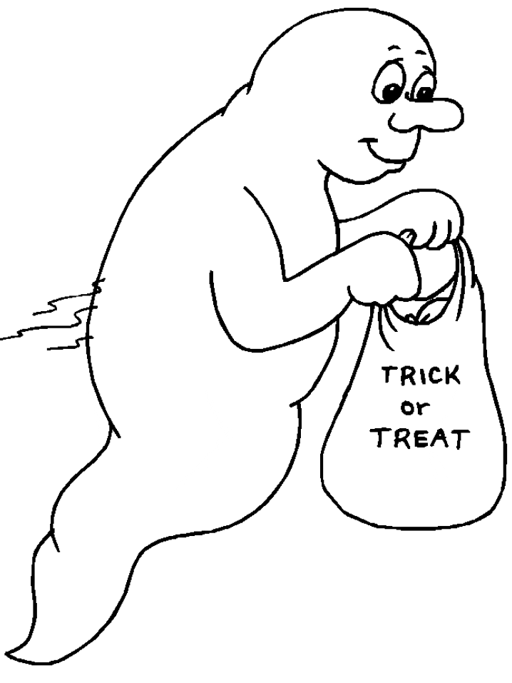 Ghost Trick or Treat Coloring Page