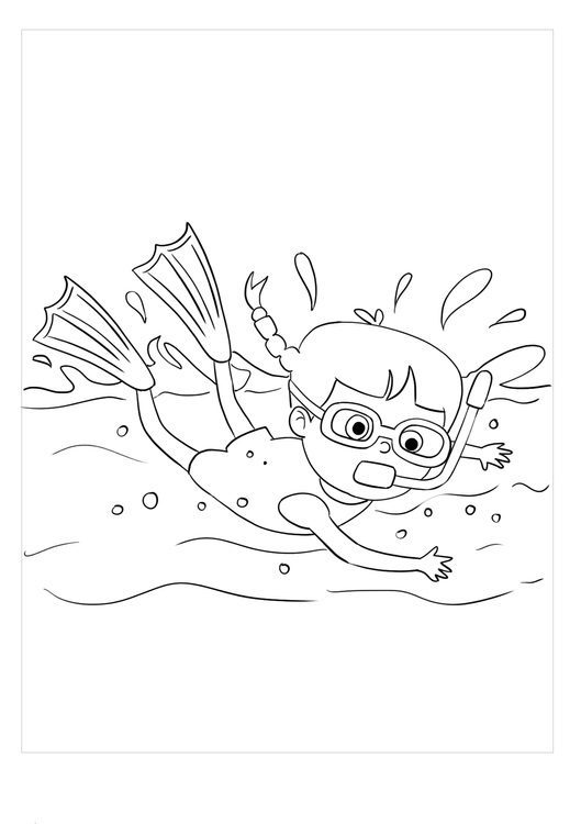 girl looking in water coloring pages