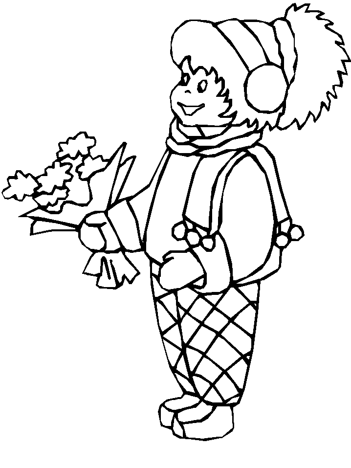 Girl Winter Coloring Pages for Kids