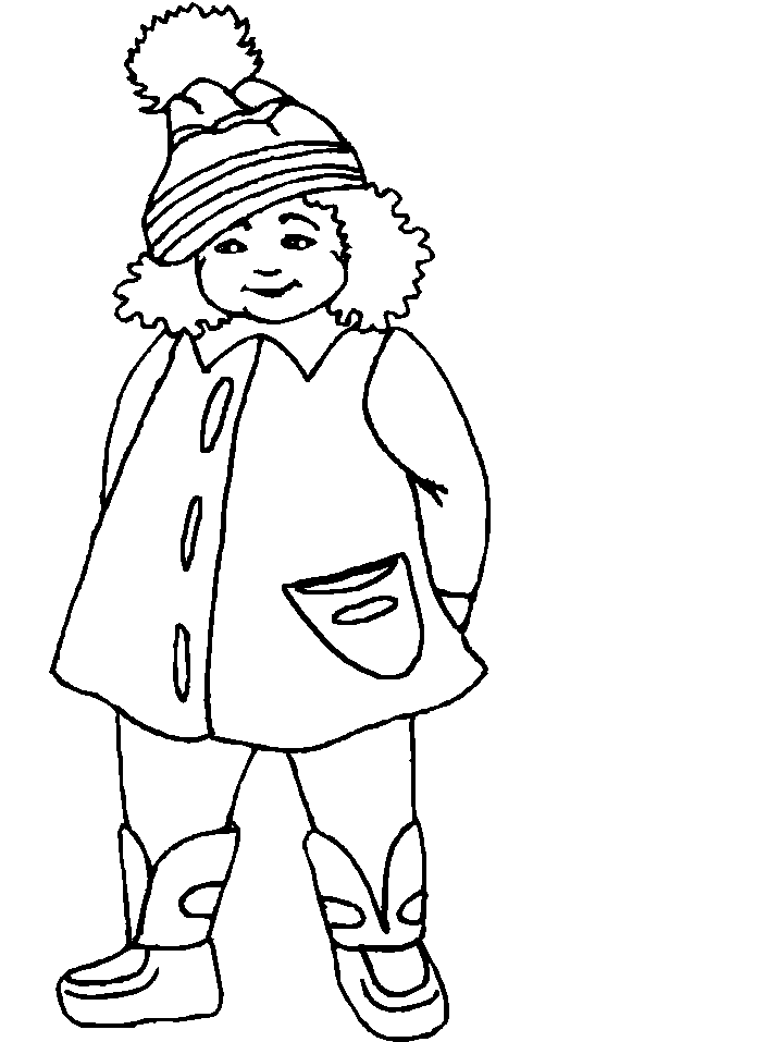 Girl Winter Coloring Page for Kids