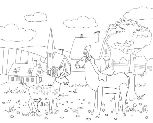 goat and horse coloring pages