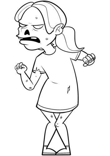 half zombie coloring pages anime