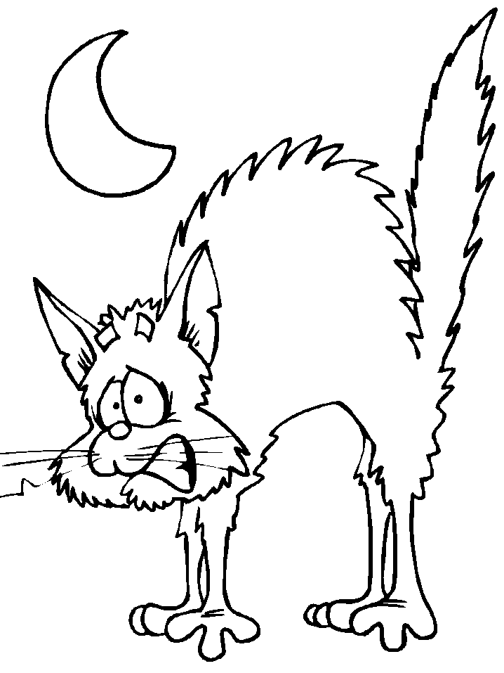 Halloween Scared Cat Coloring Pages