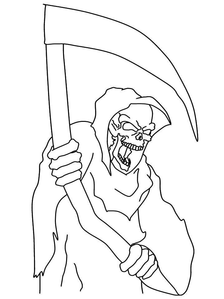Halloween Grim Reaper Coloring Page