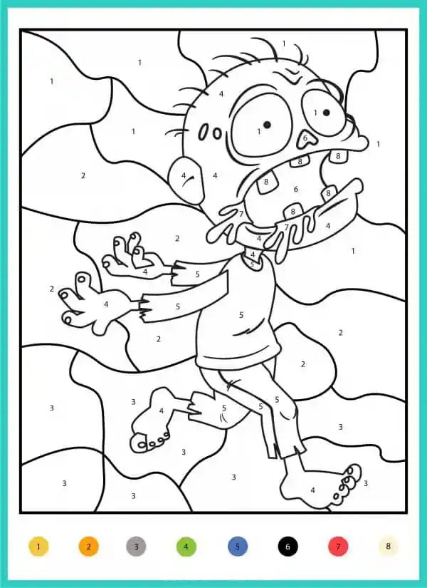 halloween coloring pages color by number zombie
