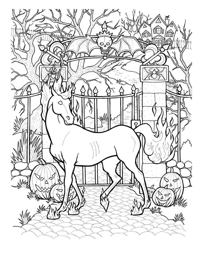 halloween horse coloring pages