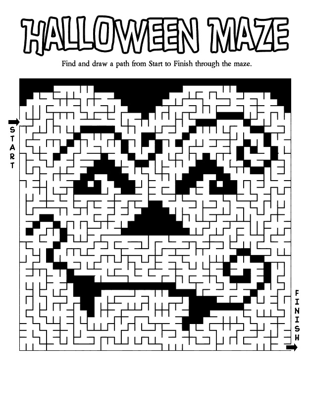 Halloween Maze Coloring Pages Free