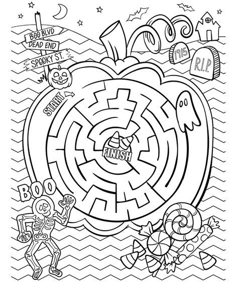Halloween Maze Coloring Pages
