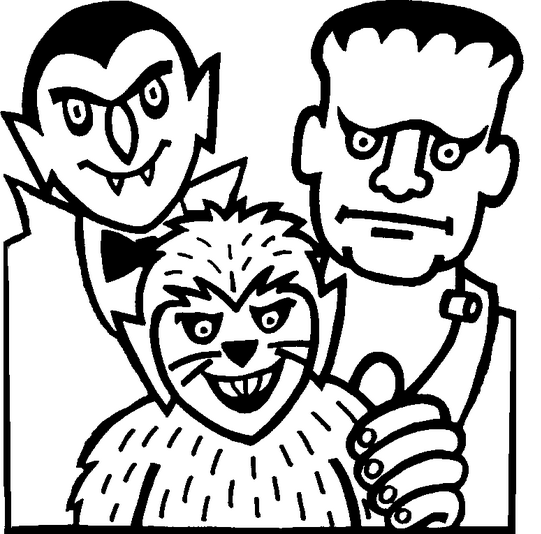 Halloween Monsters Coloring Page