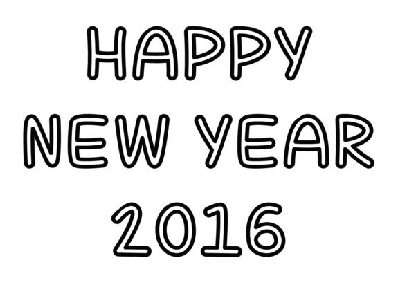 Happy new Year 2016 coloring page