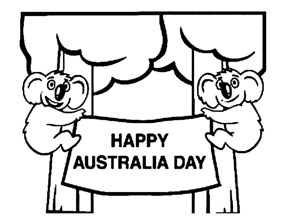 Download Happy Australia Day Coloring Page coloring page & book for kids.