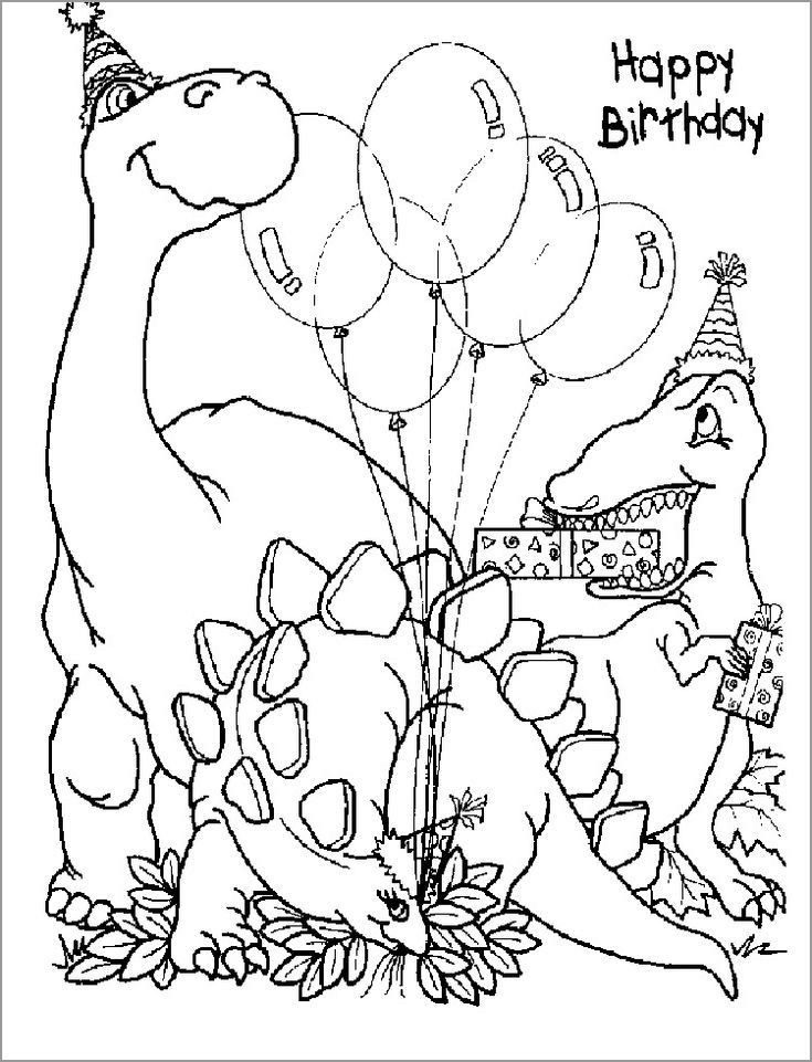 happy birthday dinosaur coloring pages