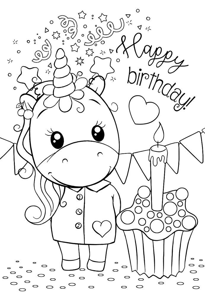 happy birthday horse coloring pages