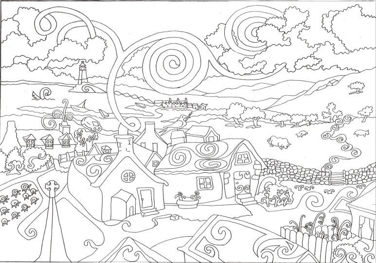 Hard adult coloring page